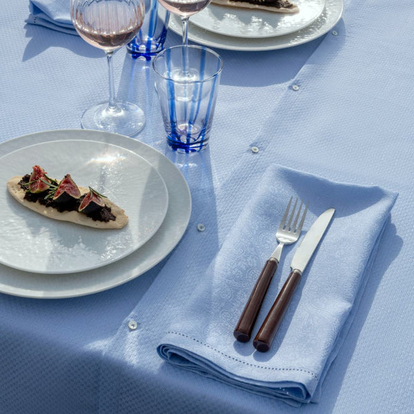 'Portofino Fiori' Linen Napkin in Blue by Le Jacquard Français | Set of 4