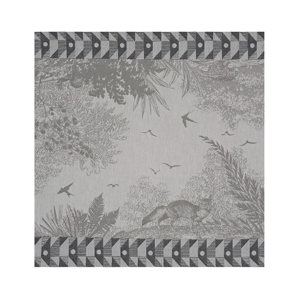 'Forêt Enchantée' Cotton Napkin in Grey by Le Jacquard Français | Set of 4