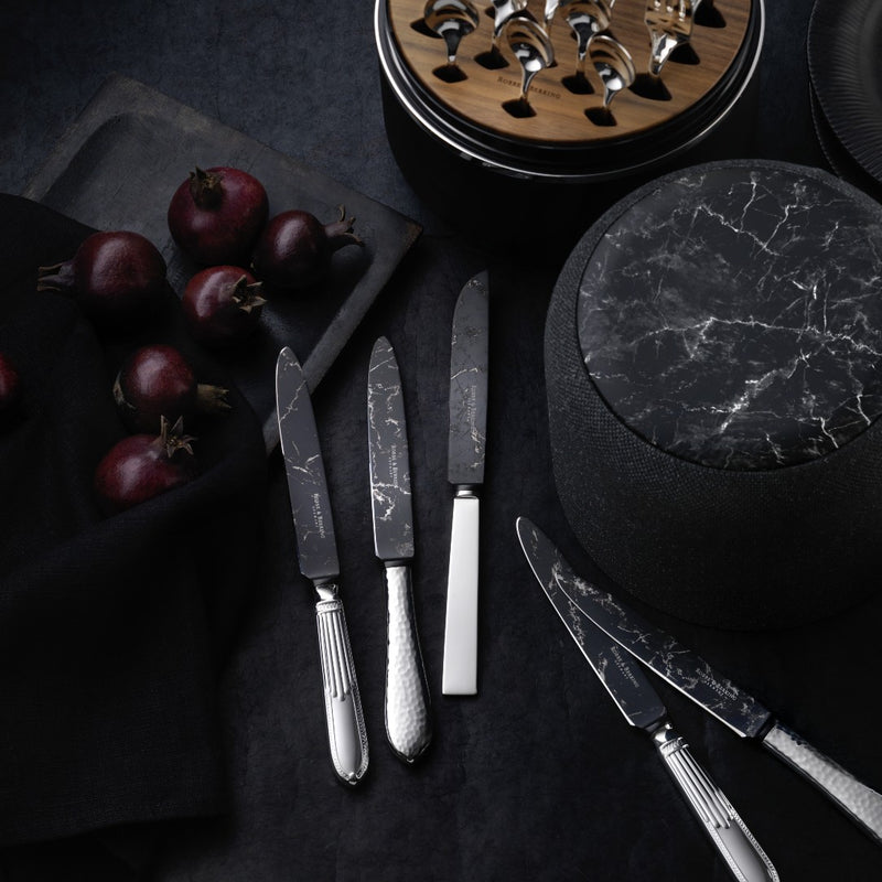 The Box in Marble with Martelé Cutlery by Robbe & Berking