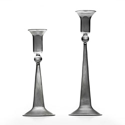 Handmade Classic Candleholder Set of 2 from Murano Glass in Grey - by Casa Rialto