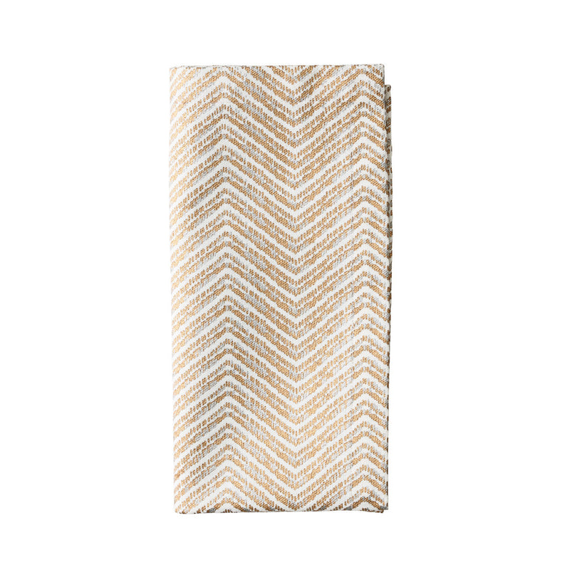 Drift Cotton Napkin in White, Gold and Silver by Kim Seybert