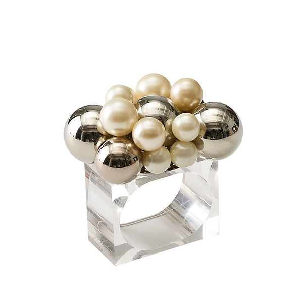Pearl and Silver Napkin Ring Bauble by Kim Seybert