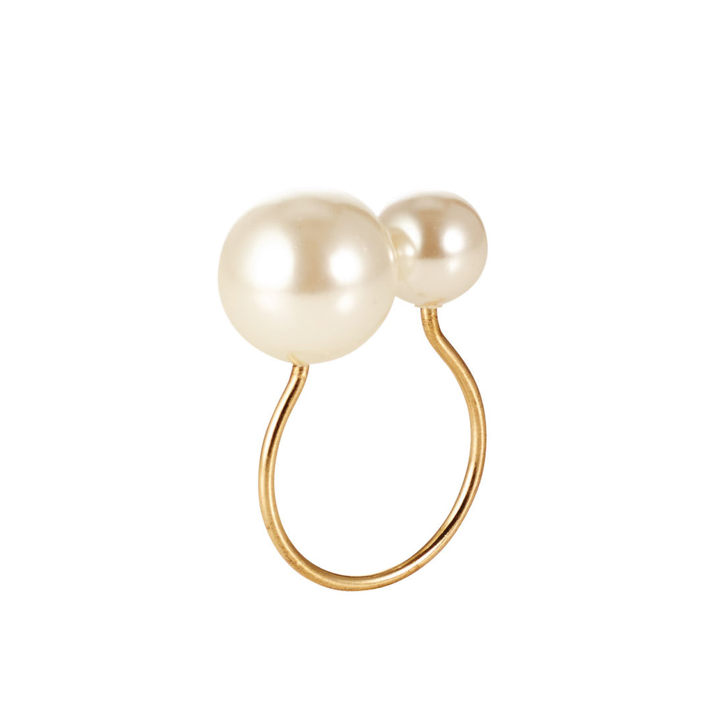 Pearl Napkin Ring in Ivory and Gold by Kim Seybert Set of 4 Amiramour