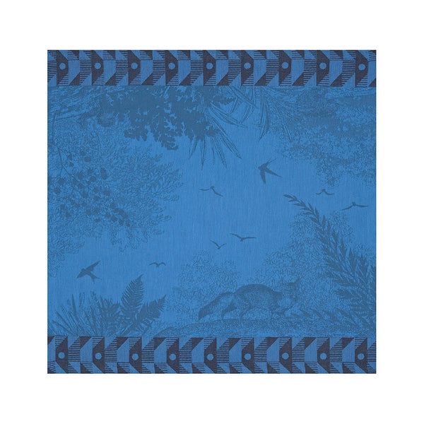 'Forêt Enchantée' Cotton Napkin in Blue by Le Jacquard Français | Set of 4
