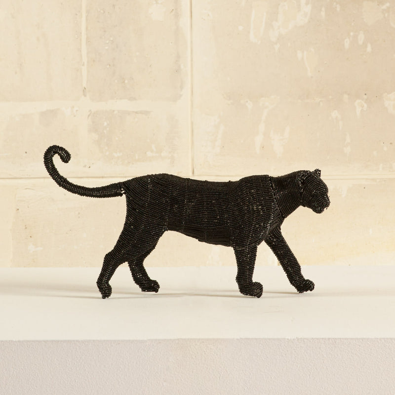 Black Cheetah Handmade with Traditional Wire and Glass Beads from South Africa