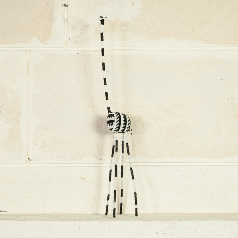 Black and White Giraffe Handmade with Traditional Wire and Glass Beads