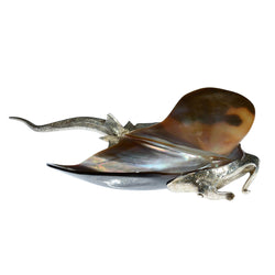 Stingray Decor Silver Plated Brown Shell