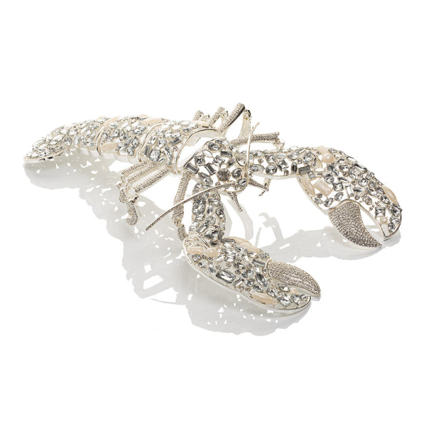 Lola the Bejewelled Lobster in Silver and Clear Crystals