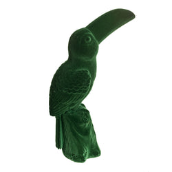 Decorative Velvet Toucan Bird in Green
