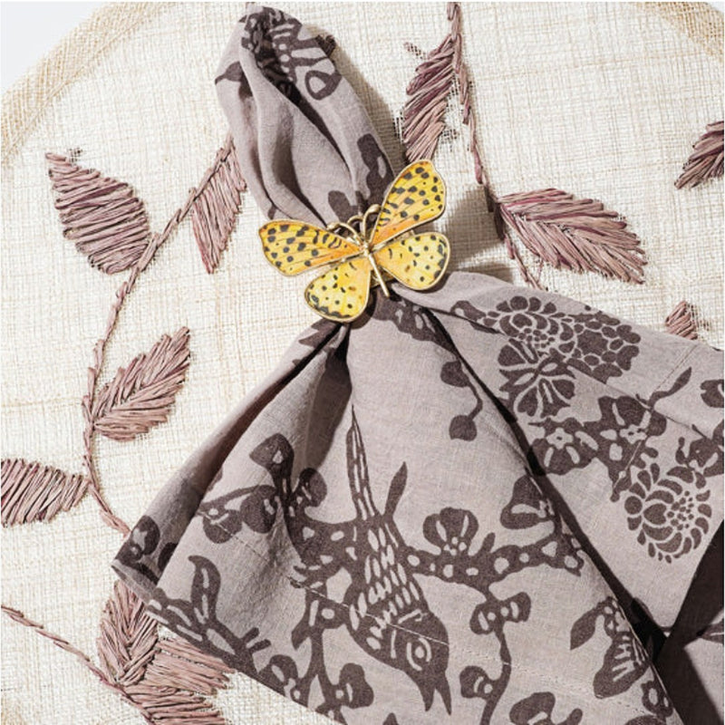 Painterly Butterfly Napkin Rings in Yellow by Joanna Buchanan - Set of 4
