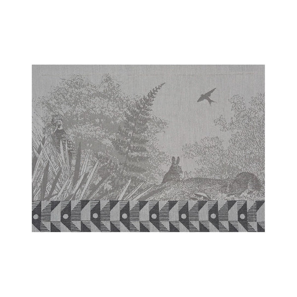 'Forêt Enchantée' Cotton Placemat in Grey by Le Jacquard Français (set of 4)