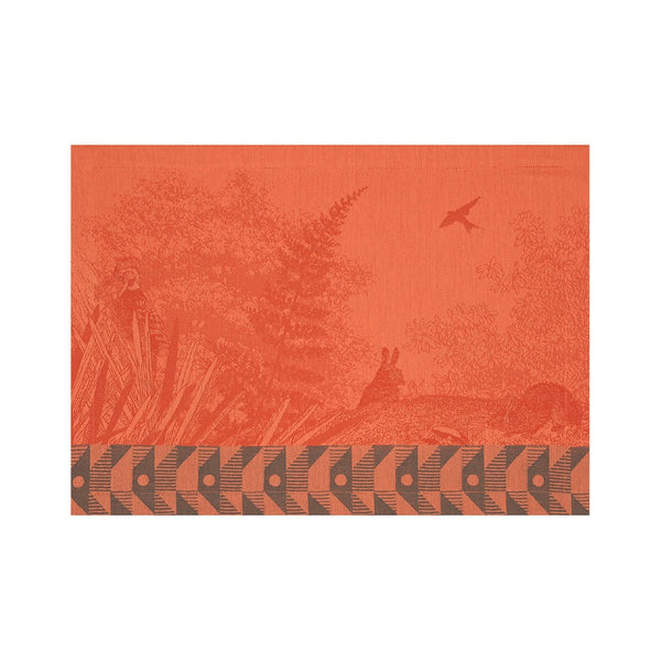 'Forêt Enchantée' Cotton Placemat in Orange by Le Jacquard Français (set of 4)