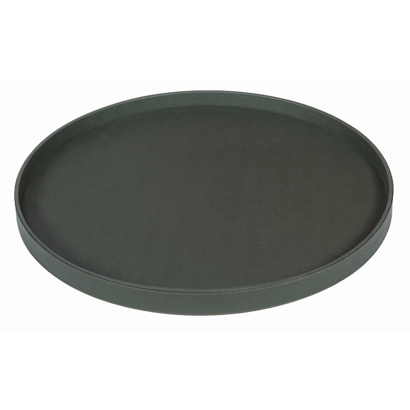 'Polo' Round Leather Tray by Giobagnara