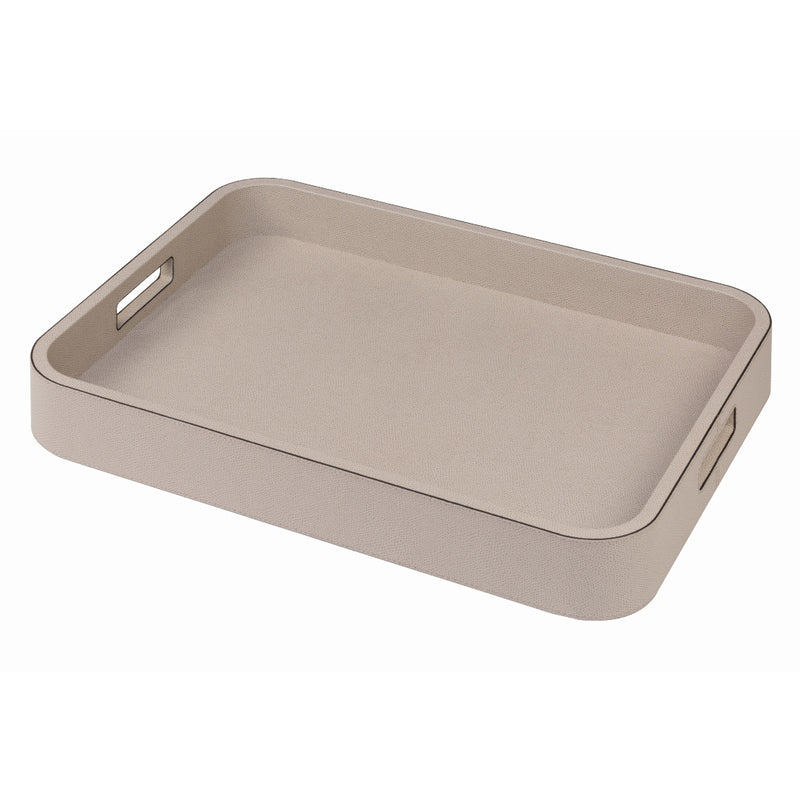 'Polo' Rectangular Leather Tray With Handles by Giobagnara