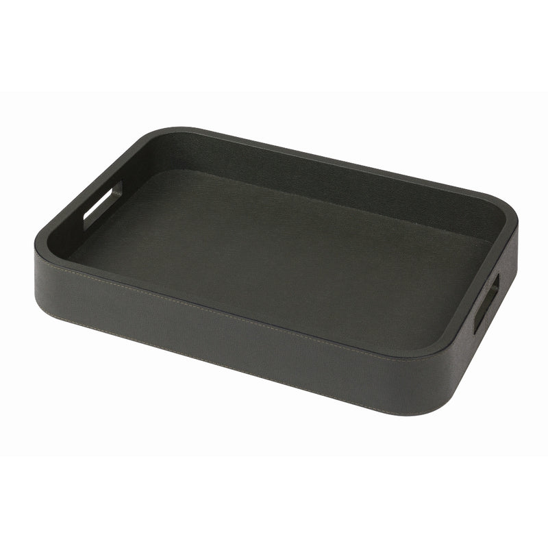 'Polo' Rectangular Leather Tray With Handles by Giobagnara
