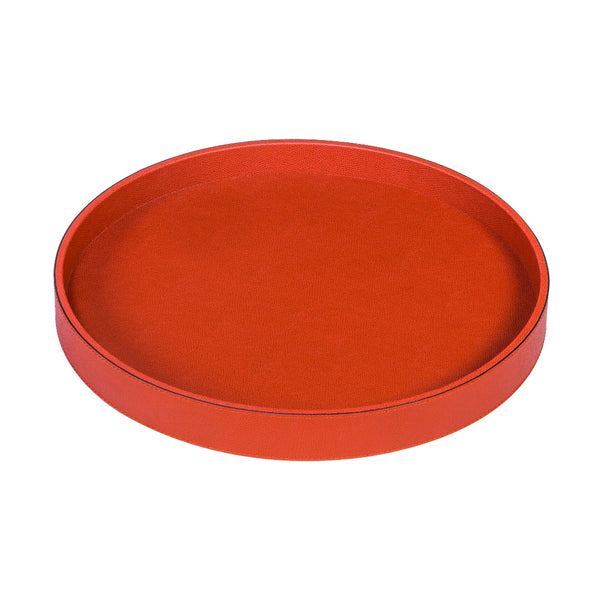 'Polo' Round Leather Tray by Giobagnara