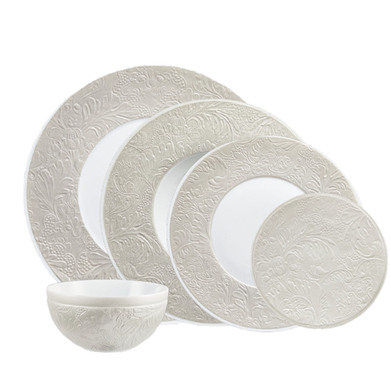Dinnerware Set of 30 Pieces - 'Italian Renaissance' Irise Pearl Grey