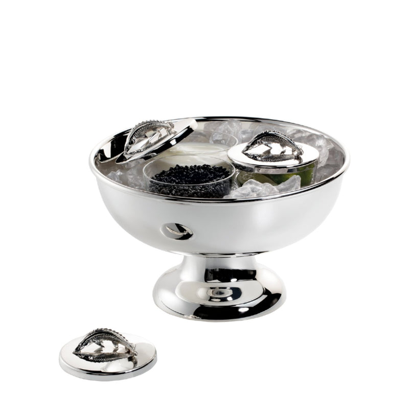 Caviar Bowl "Choice", Silver Plated with 3 Crystal Inner Bowls by Sonja Quandt