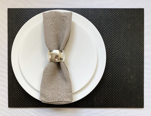Grand Placemat Faux Boa In Charcoal by Posh Trading Company