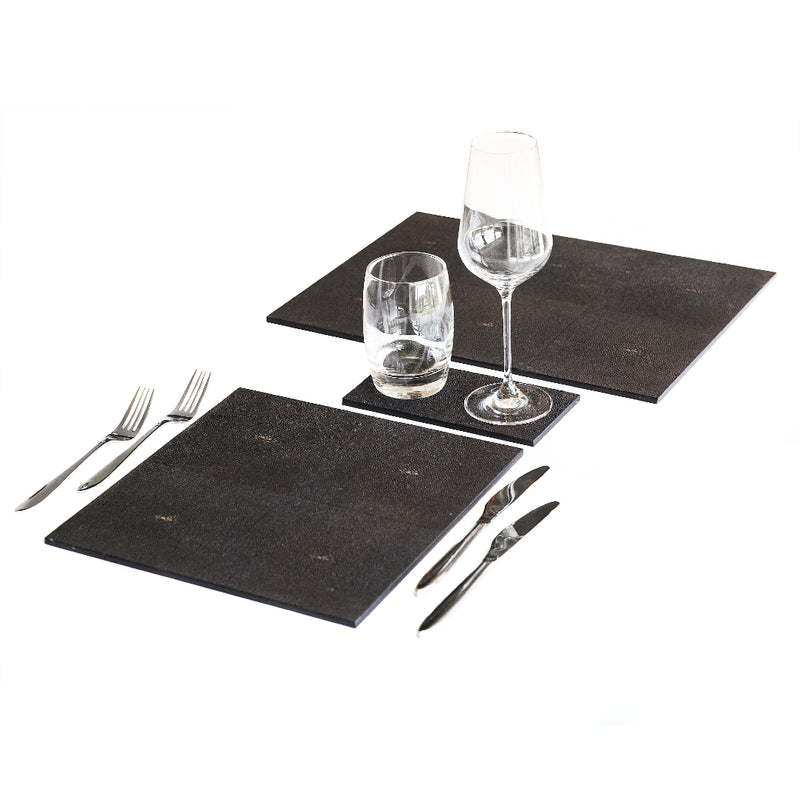 Grand Placemat Faux Shagreen In Chocolate by Posh Trading Company