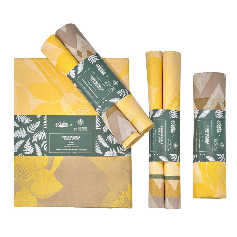 'La Vie en Vosges' Cotton Napkin in Yellow by Le Jacquard Français | Set of 2