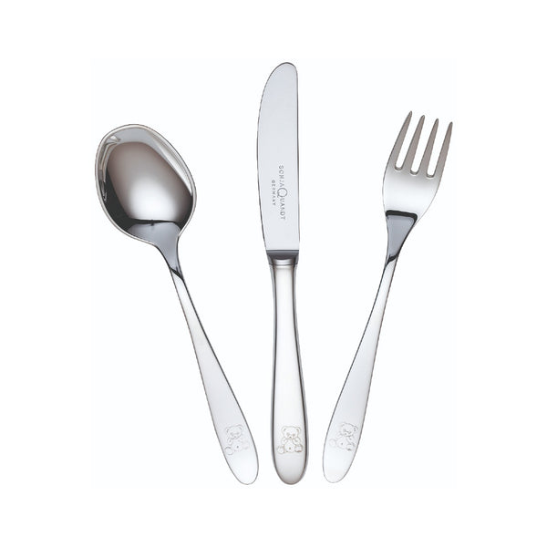 Children's Cutlery 3 pcs 'Teddy' in a Gift Box by Sonja Quandt - Silver Plated