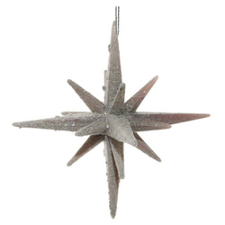 3D Star Christmas Ornament in Silver Glitter