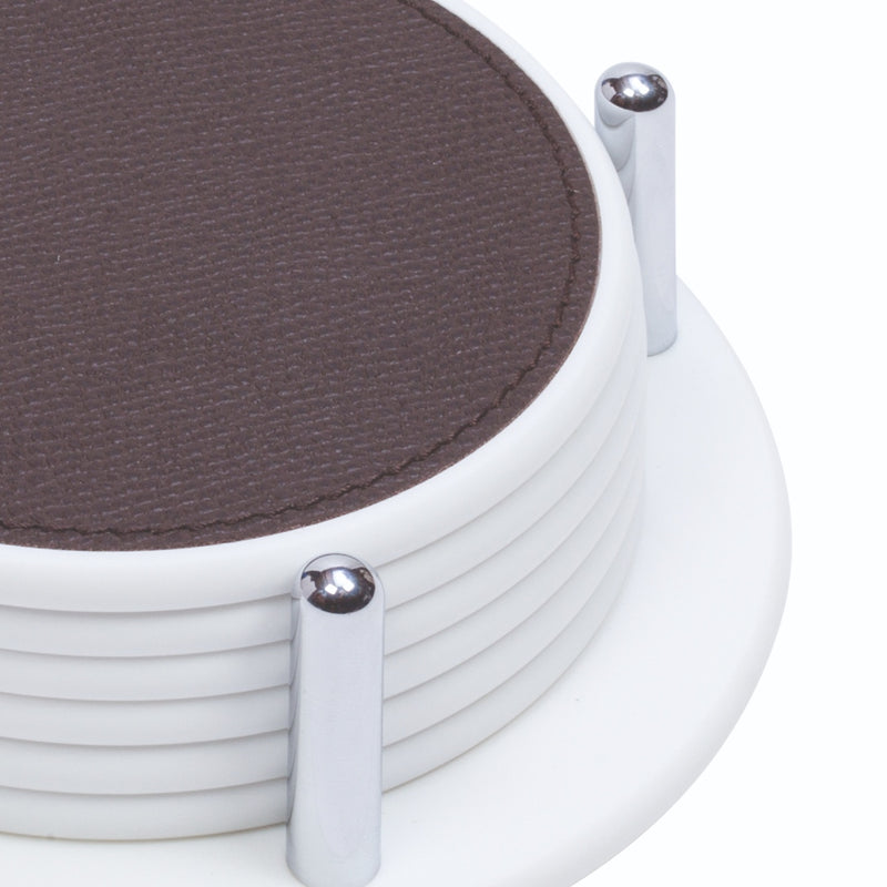 Sirmione Corian Round Coasters Holder with 6 Sirmione Corian Round Coasters by Giobagnara
