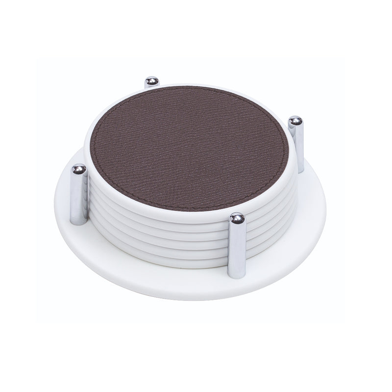 Sirmione Corian Round Coasters Holder with 6 Sirmione Corian Round Coasters by Giobagnara