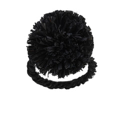 Straw Pompom Napkin Ring In Black by Joanna Buchanan | Set of 4