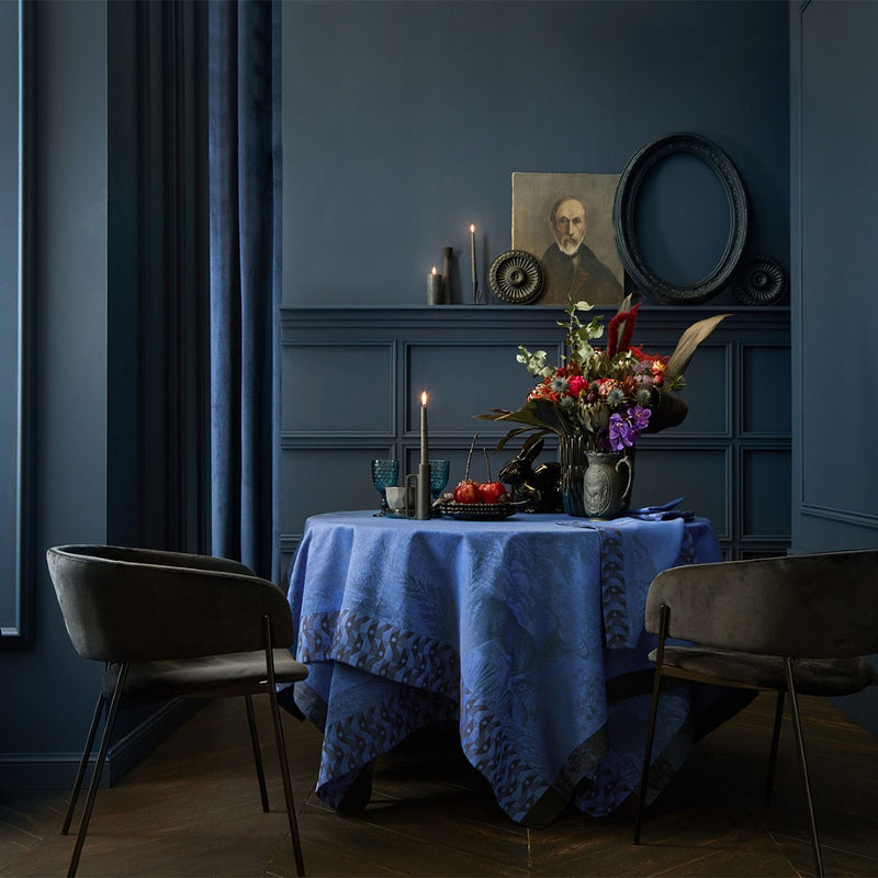 'Forêt Enchantée' Cotton Tablecloth in Blue by Le Jacquard Français