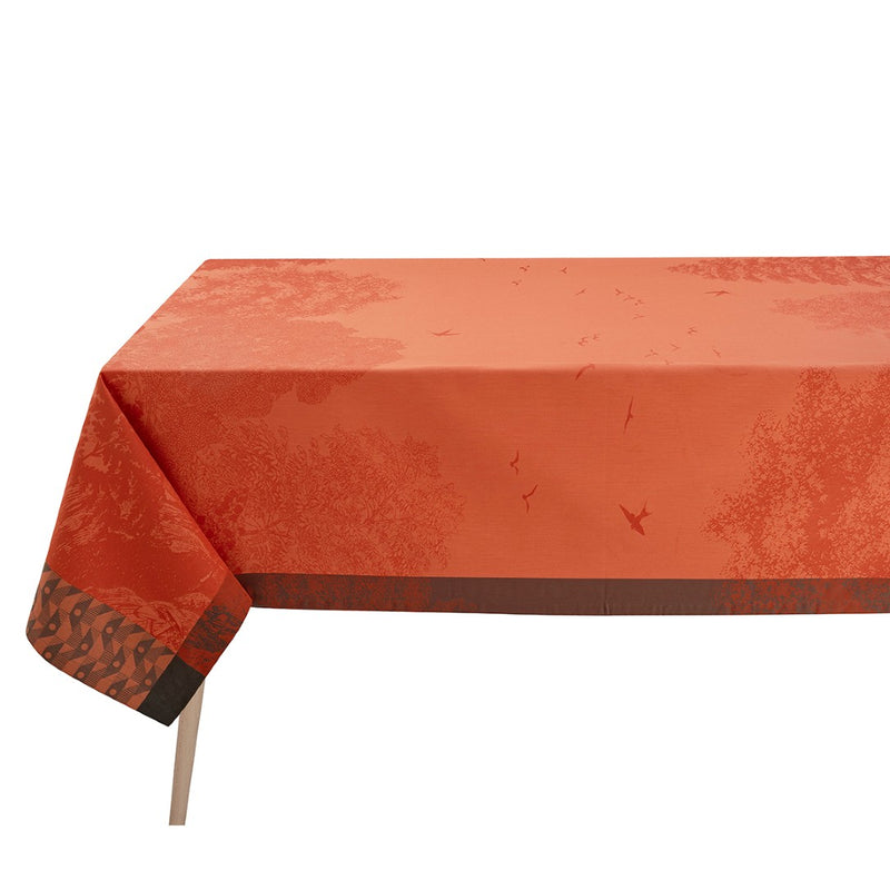 'Forêt Enchantée' Cotton Tablecloth in Orange by Le Jacquard Français