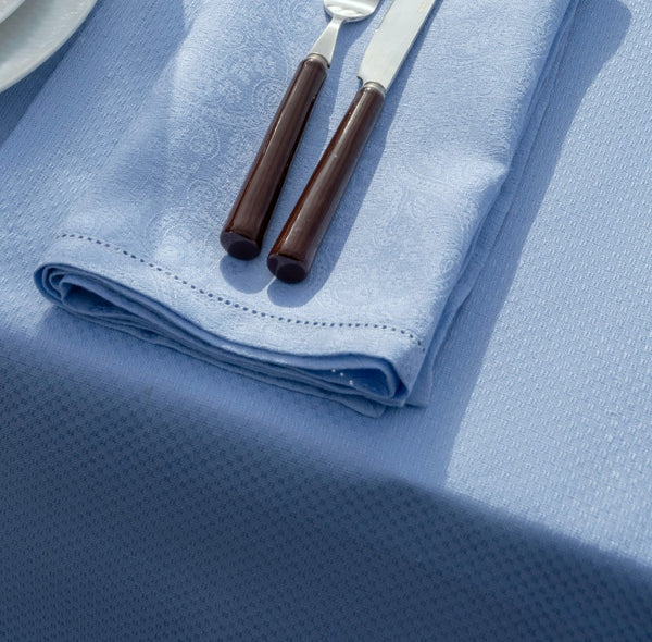 'Portofino' Tablecloth in Blue Linen by Le Jacquard Français