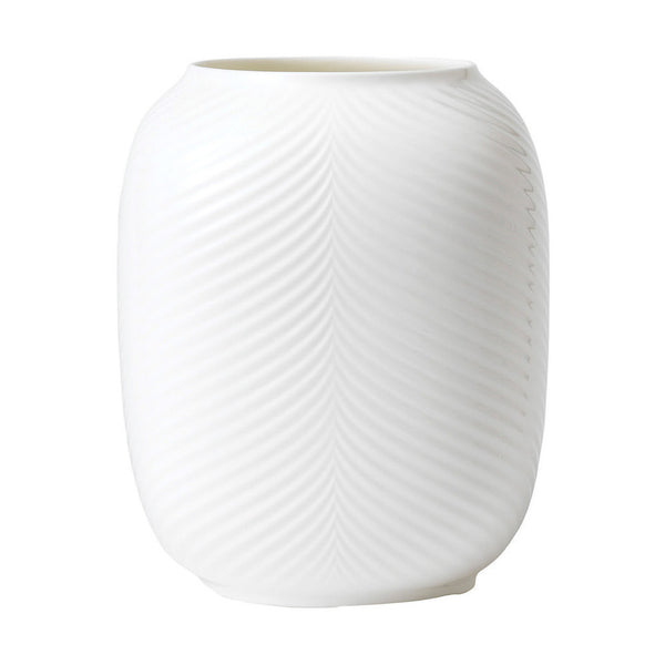 Folia Round Vase 21cm in Fine Bone China by Wedgwood in White in a Gift Box