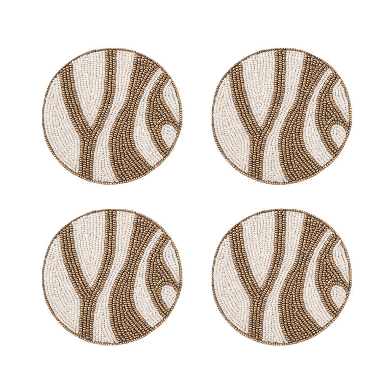 Zebra Coaster With Brown Stripes by Joanna Buchanan | Set of 4