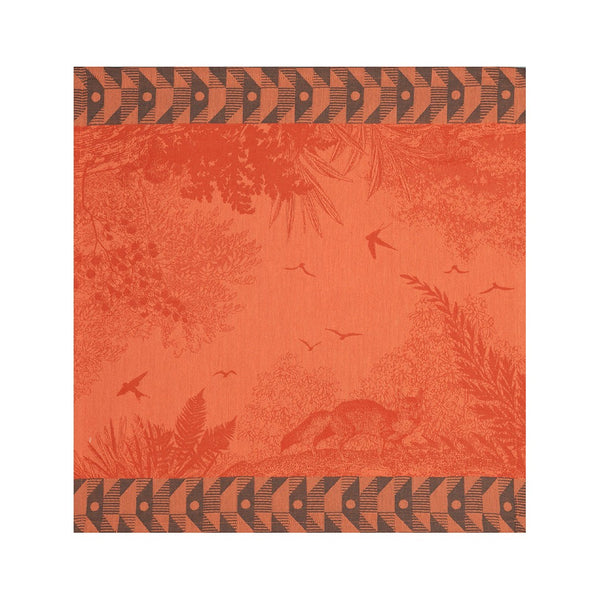 'Forêt Enchantée' Cotton Napkin in Orange by Le Jacquard Français | Set of 4