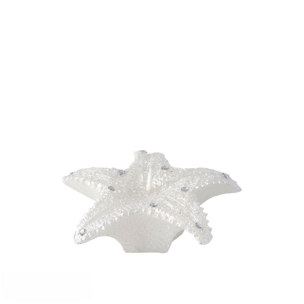 Glitter Starfish Candle in White and Silver