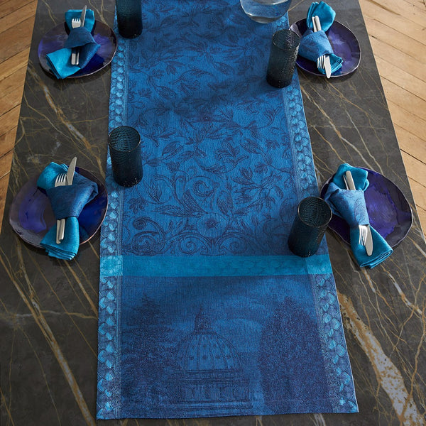 'Symphonie Baroque' Linen Placemat in Blue by Le Jacquard Français (set of 4)