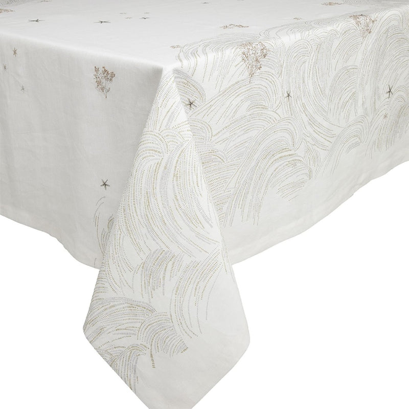 'OCEANIDE' Tablecloth in White Linen by Alexandre Turpault
