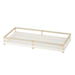 Rectangular Tray 'Thea' Lacquered in Ivory with Gold Plated Details by Riviere