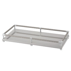 Rectangular Tray 'Thea' Lacquered in Grey with Chrome Details by Riviere
