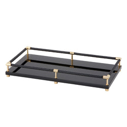 Rectangular Tray 'Thea' in Black with Gold Plating Details by Riviere