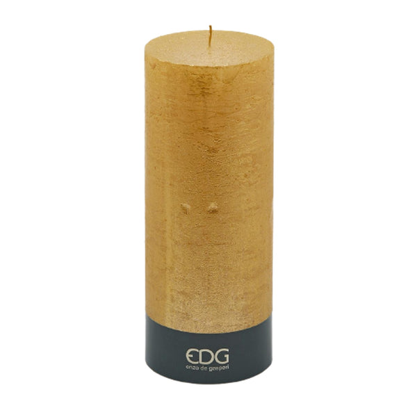 Rustic Pillar Candle in Gold by EDG 25cm
