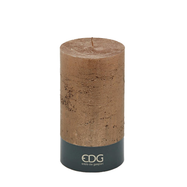 Rustic Pillar Candle in Copper by EDG 18cm