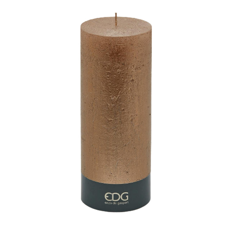 Rustic Pillar Candle in Copper by EDG 25cm