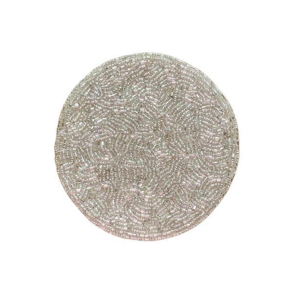 Beaded Drink Coaster Zelda, with Cotton Backing, Silver