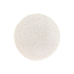 Beaded Drink Coaster Zelda, with Cotton Backing, White