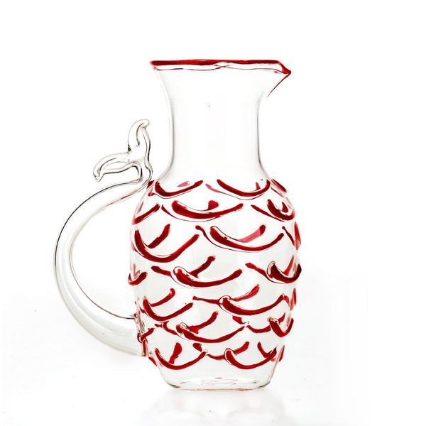 Fish Tail Jug in Murano Glass - Red / Blue
