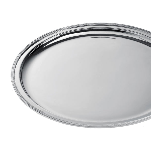 Close-up of the Large round silver-plated Rencontre tray by Ercuis