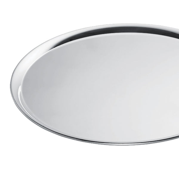 Close-up of the Large round silver-plated Classique tray by Ercuis
